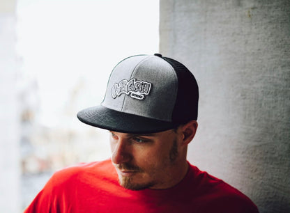 Krash Offroad twill snapback grey hat black bill black mesh